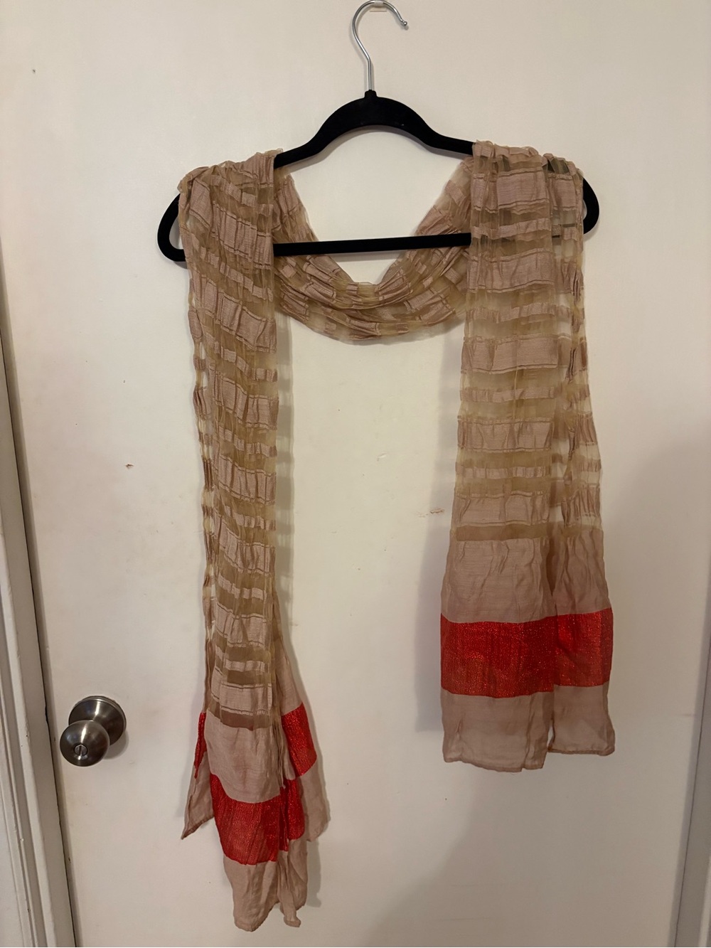 Beige & Red Lightweight Women's Scarf
